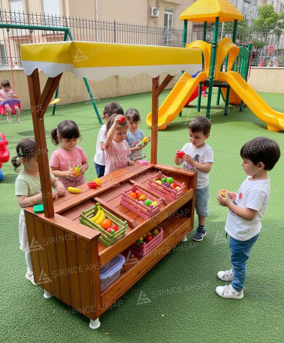 Ahşap Çocuk Manav Reyonu ve İnteraktif Market Köşesi Ahşap Çocuk Manav Reyonu ve İnteraktif Market Köşesi