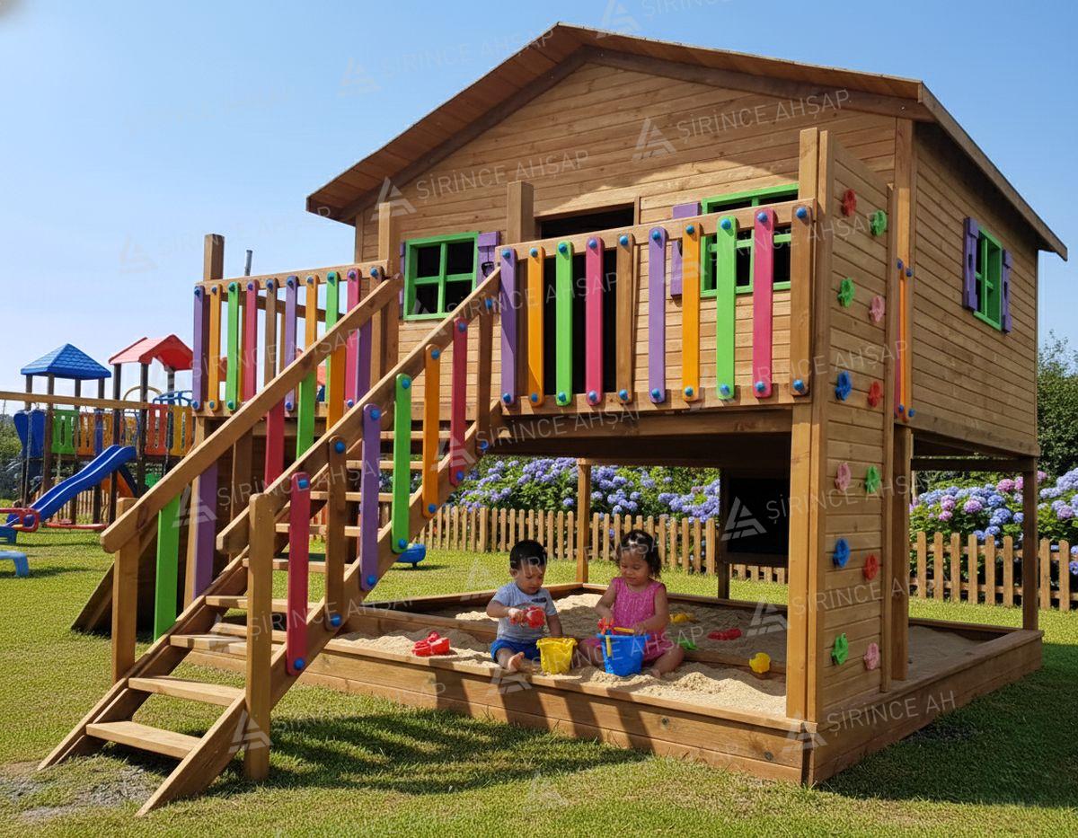 Ahşap Kum Havuzlu Oyun Evi Ahşap Kum Havuzlu Oyun Evi