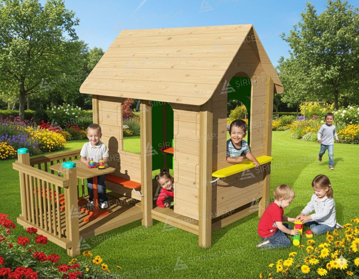 Ahşap Naturel Verandalı Oyun Evi Ahşap Naturel Verandalı Oyun Evi