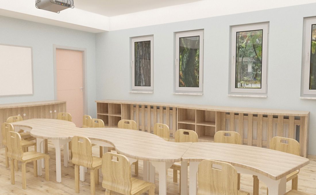 Akçaağaç Naturel Anasınıfı Dolap seti Ahşap Modern Sınıf Seti